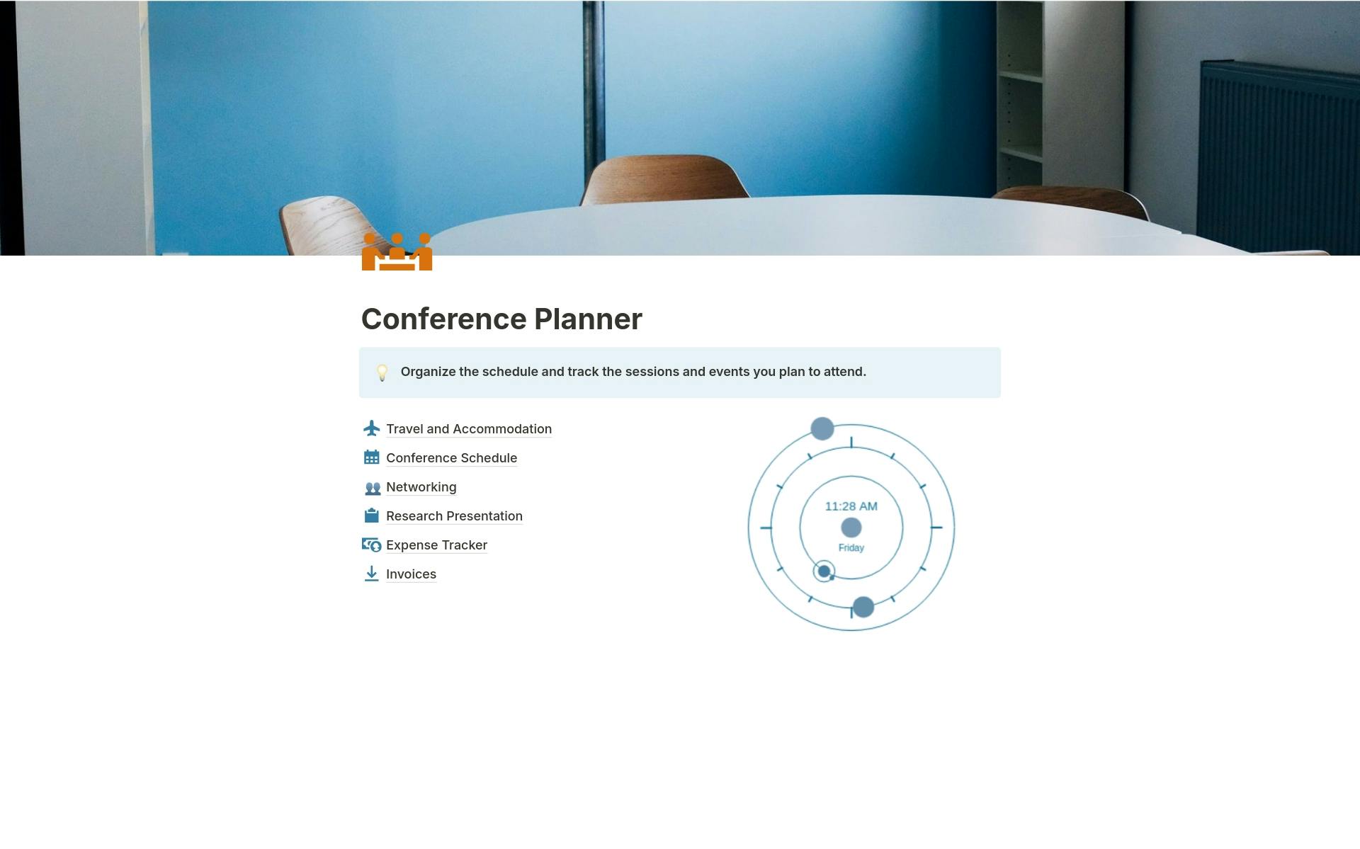 Eine Vorlagenvorschau für Conference Planner
