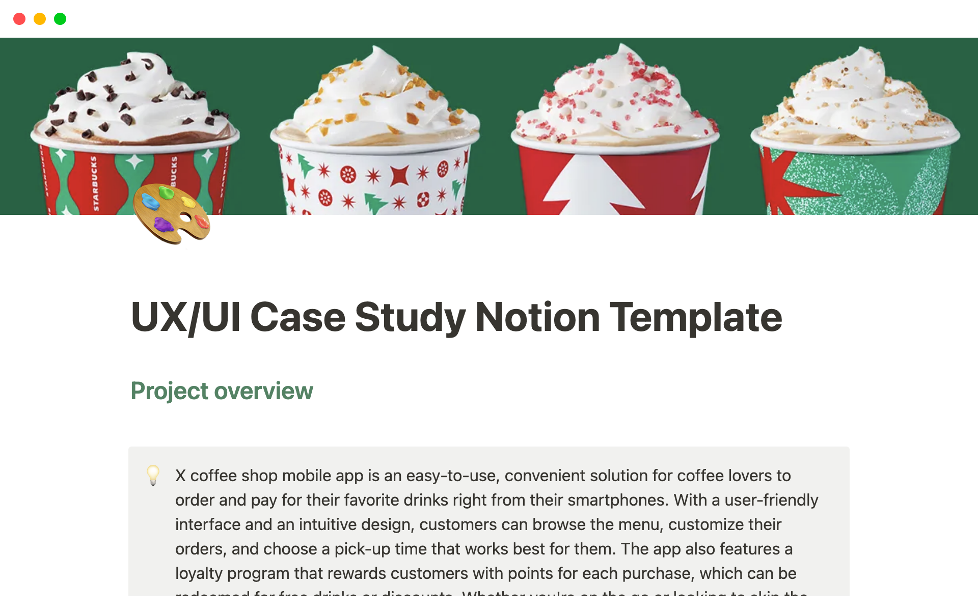 Aperçu du modèle de UX/UI Case Study Notion Template